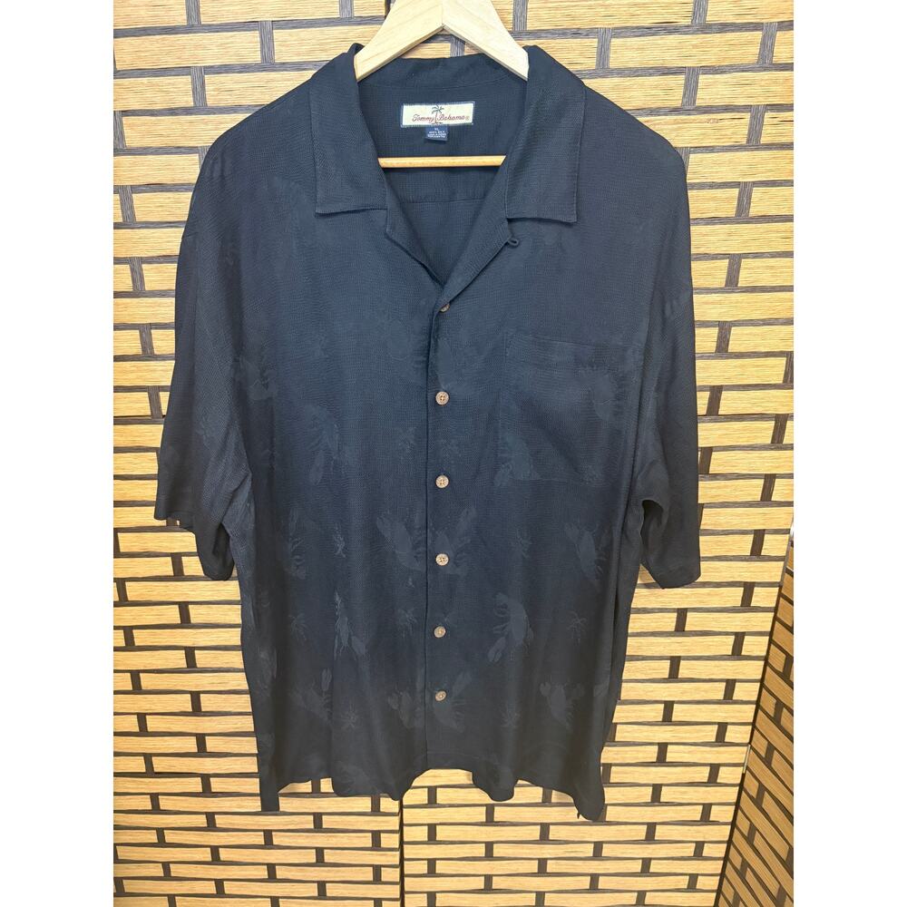 Tommy Bahama Black Lobster Print Silk Button‎ Down Shirt Size XL